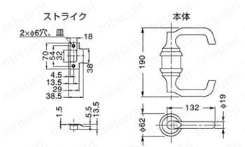 レバーハンドル HCSA138型 外形図
