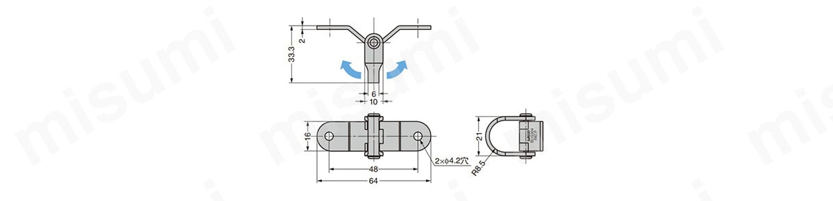 SUS製 バタフライフック_DZ-270 寸法図