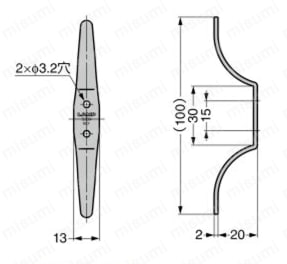 ステンレス鋼製コード掛 RB-102 外形図