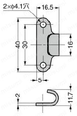 SUS製受座フック_001-600CLRSS 外形図