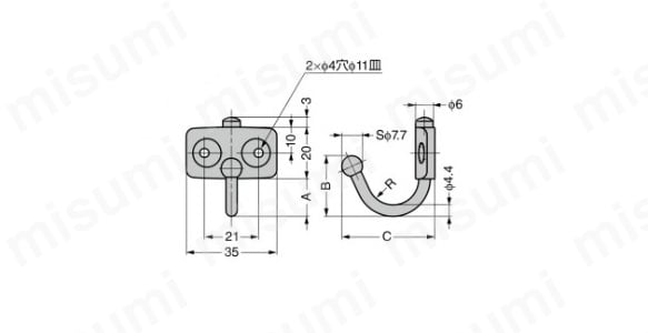 ステンレス鋼製玉付回転フック TK型、TKF型:関連画像