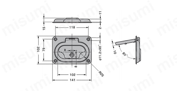 薄型掘込ハンドル 213-90型・213-91型 外形図