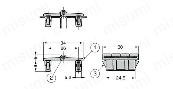 180°開き面付小型丁番 418-9302型 インセット扉用 ワンタッチ取付:関連画像
