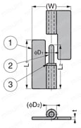 重量用抜き差し蝶番 HNH型 外形図
