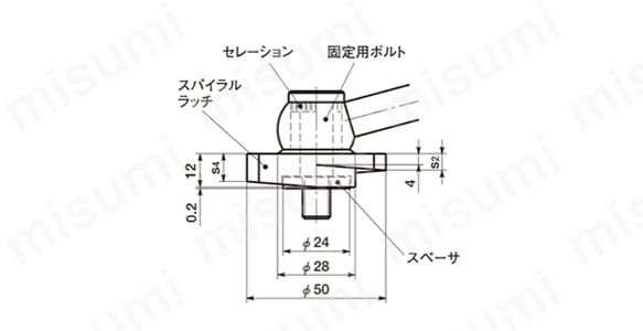 ラッチレバーの寸法図