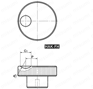 アルミローレットハンドル_HAK 外形図03