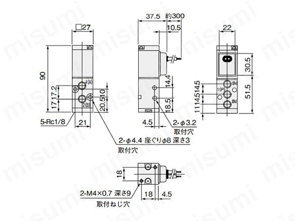 100-4E1-39 AC200V | 制御機器直動形100シリーズ | コガネイ | MISUMI