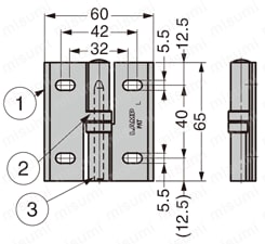 クリーンヒンジ HG-CV-65N型 抜き差しタイプ PAT 外形図02