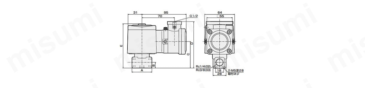 AB41E4-03-5-03T-AC100V | 防爆形 直動式2ポート電磁弁 マルチレックス