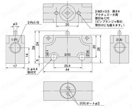 機械作動弁マイクロバルブ 外形図1