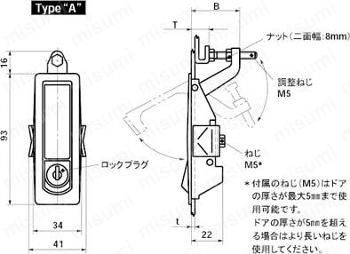C2-3＊-15(キーロックなし)／C2-3＊-25(キーロックつき)の形状図