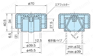 ブリーザ キャップ （BN-38S） 外形図