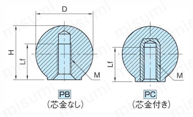 プラスチック 握り玉 （PB,PC） 外形図