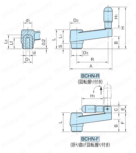 ボアード クランク ハンドル （BCHN） 外形図