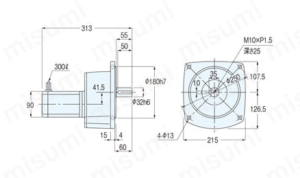 GTR ギアモータ（15W～90W） 平行軸・モータ付 外形図6