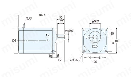 GTR ギアモータ（15W～90W） 平行軸・モータ付