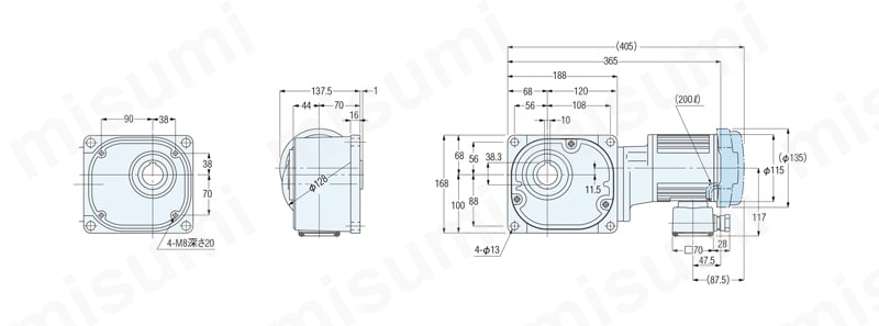 FSMN-30-900-T50A | GTR ギアモータ（0.05kW～0.4kW） 中空軸／中実軸・ブレーキモータ付 | ニッセイ |  MISUMI(ミスミ)