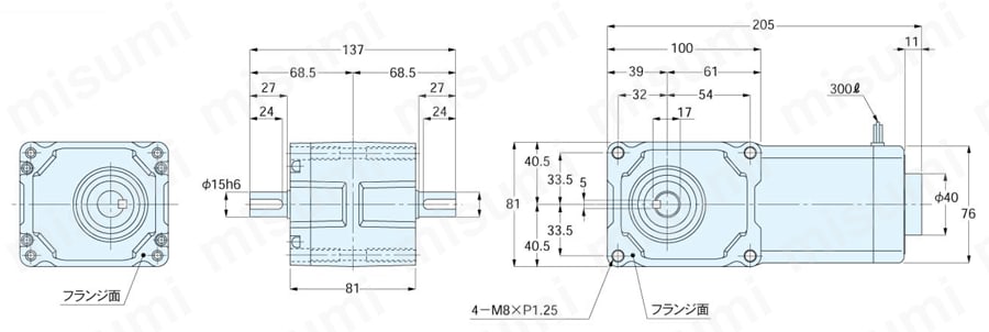 同心中空軸／同心中実軸・スピードコントロールモータ付（コントローラ別売） 外形図02