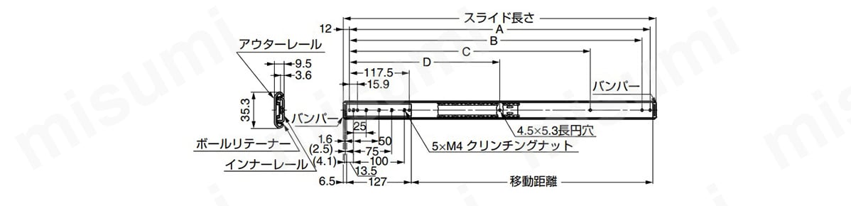 型番 垂直収納扉金物 ALT-2V-5 かぶせ仕様 スガツネ工業 MISUMI(ミスミ)
