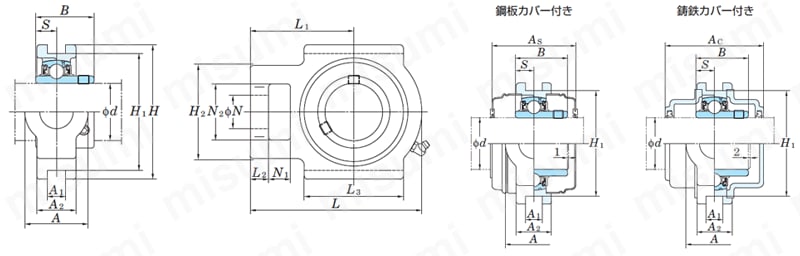 UCT210J 鋳鉄製テークアップ形ユニット UCT ＦＹＨ（日本ピローブロック） MISUMI(ミスミ)