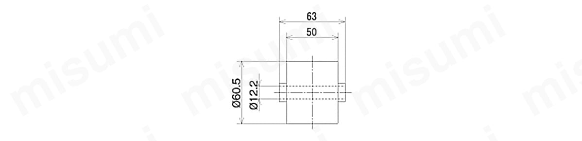 ローラ対応ホイールコンベヤ （W-6050D） 幅50 × φ60.5（外径60.5mm） × 全高101.7mm　寸法図（1）