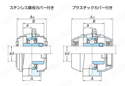 ステンレス製狭幅ピロー形ユニット UCSPA-H1-S6 外形図2