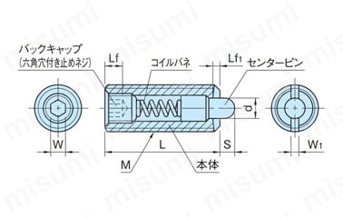 スプリング プランジャーの寸法図