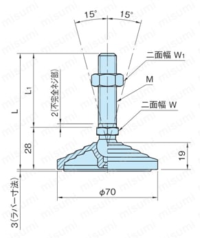 エンプラ レベリングパッド （LVA70,LVAR70） 外形図