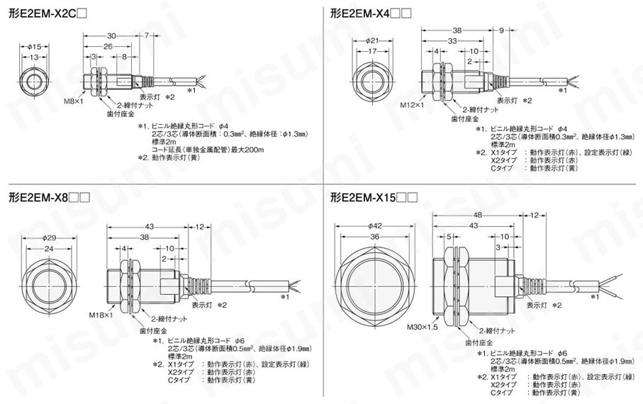 E2EM-X15C2-M1 | 長距離近接センサ E2EM | オムロン | MISUMI(ミスミ)