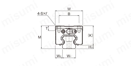 【ブロック単品】総ボールLMガイド世界標準 HSR形 HSR-R形、HSR-RM形、HSR-LR形、HSR-LRM形外形図