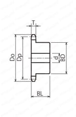 標準スプロケット 140B・C形 セミFシリーズ 軸穴加工済（新JISキー） 外形図1