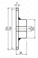 標準スプロケット 140B・C形 セミFシリーズ 軸穴加工済（新JISキー） 外形図2