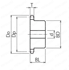 K35スプロケット 旧B形 セミFシリーズ 軸穴加工済（新JISキー） 外形図