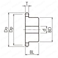 K80スプロケット 旧B形 セミFシリーズ 軸穴加工済（新JISキー） 外形図