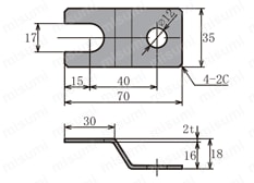 アジャスタ　脚止め金具　D-H・W型用プレート 外形図03