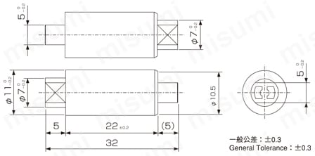 ロータリーダンパー TD73 外形図