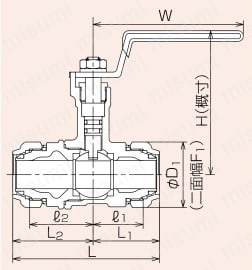 ステンレス配管用 メカニカル継手 ボールバルブ 外形図