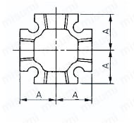 管継手 クロス（バンド付） 外形図3