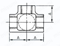 管継手 四方T（平型） 外形図