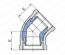 管端防食管継手 45°エルボ 外形図