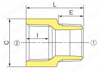 PQWK継手青銅製 ブッシング 外形図02