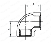 HB継手 エルボ 外形図1
