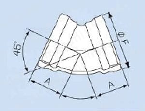 ドレネジ継手 45°エルボ 外形図