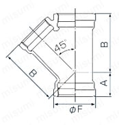 ドレネジ継手 45°Y 外形図