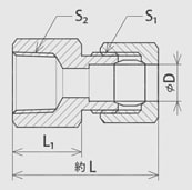 リングジョイント めねじコネクタ 外形図