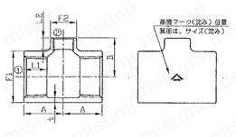 樹脂コーティング管継手コート継手径違いチーズ 呼び径 2以下外形図