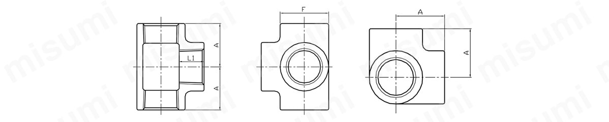 白継手特殊チーズの外形図