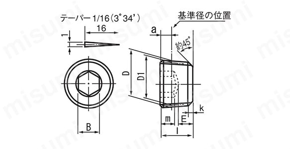 六角穴付きテーパねじプラグGJ型 | 互省製作所 | MISUMI(ミスミ)