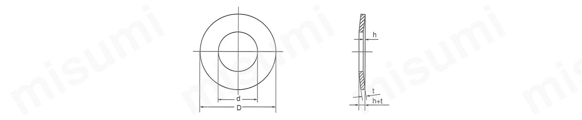 皿ばね（重荷重用） DB-Hの外形図