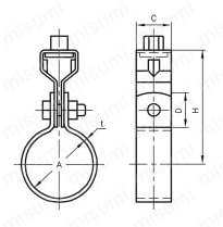 吊配管金具 ステンSP吊タン付/ステンSP吊ステンタン付 外形図
